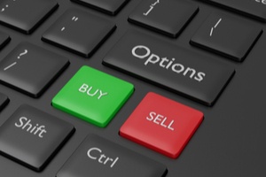 Keyboard showing options buy and sell keys with other ones